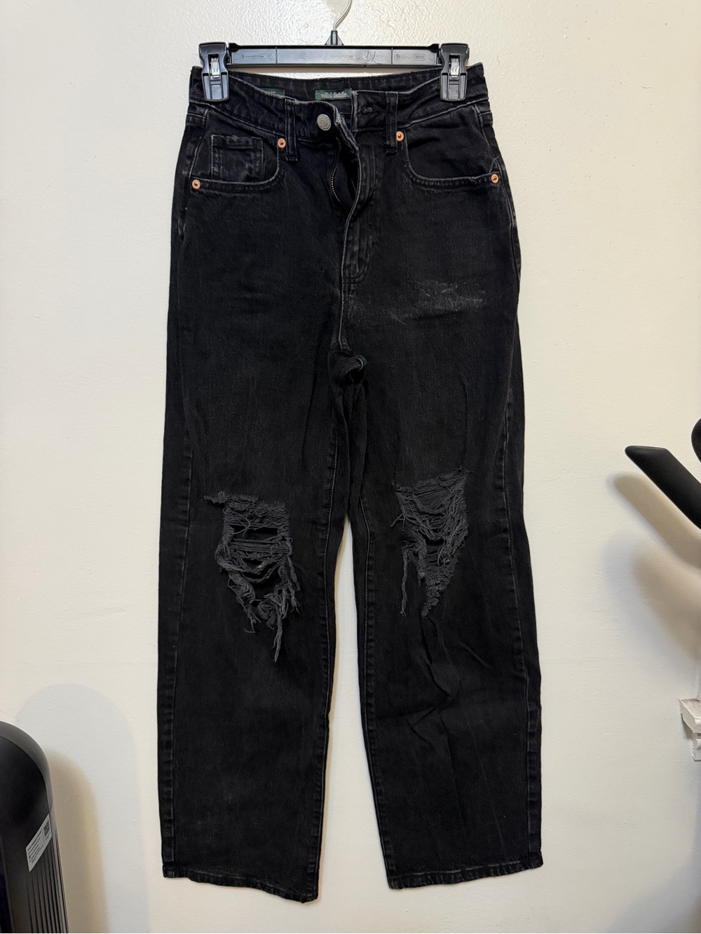 Black Distressed Women's Jeans - High-Waisted Classic Straight Fit